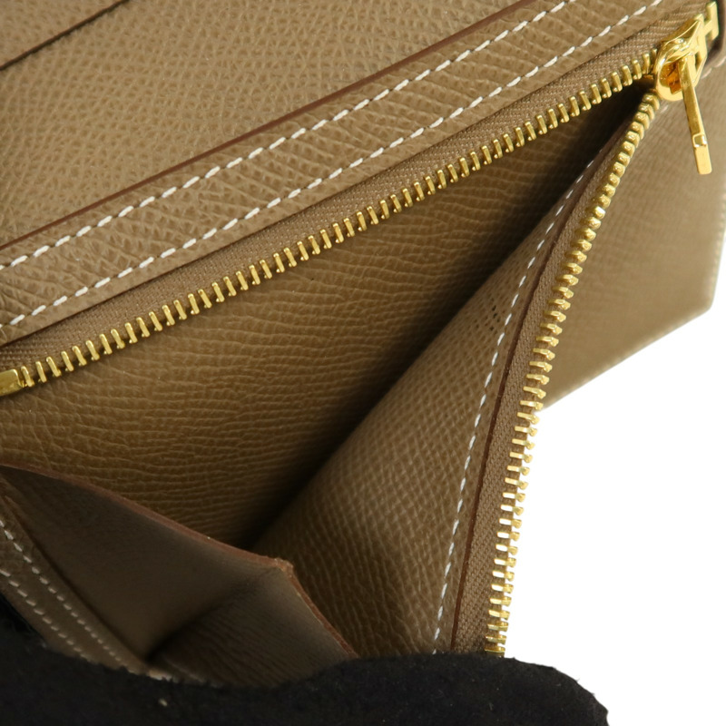HERMES 【Hermes Fair】Epsom皮革Bearn Compact Wallet金扣錢包Etoupe-7