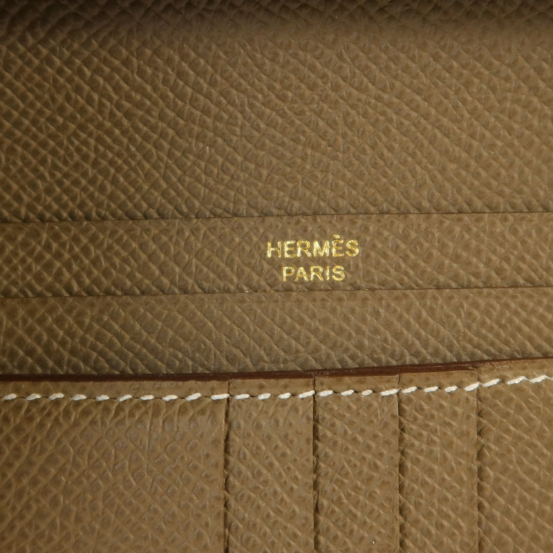 HERMES 【Hermes Fair】Epsom皮革Bearn Compact Wallet金扣錢包Etoupe-8