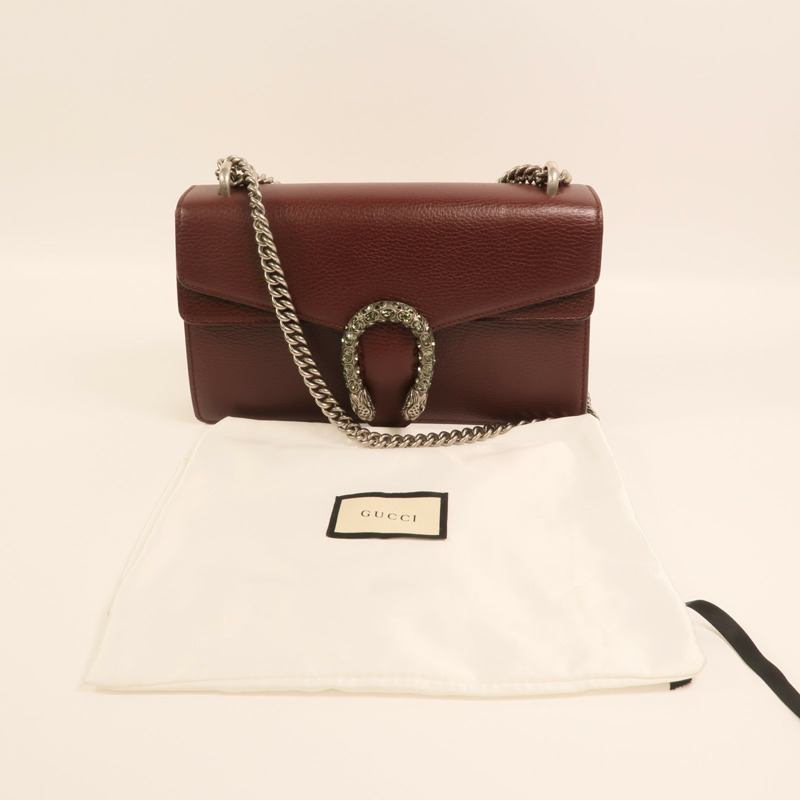 GUCCI 牛皮皮革Dionysus銀扣鏈帶肩背袋-11