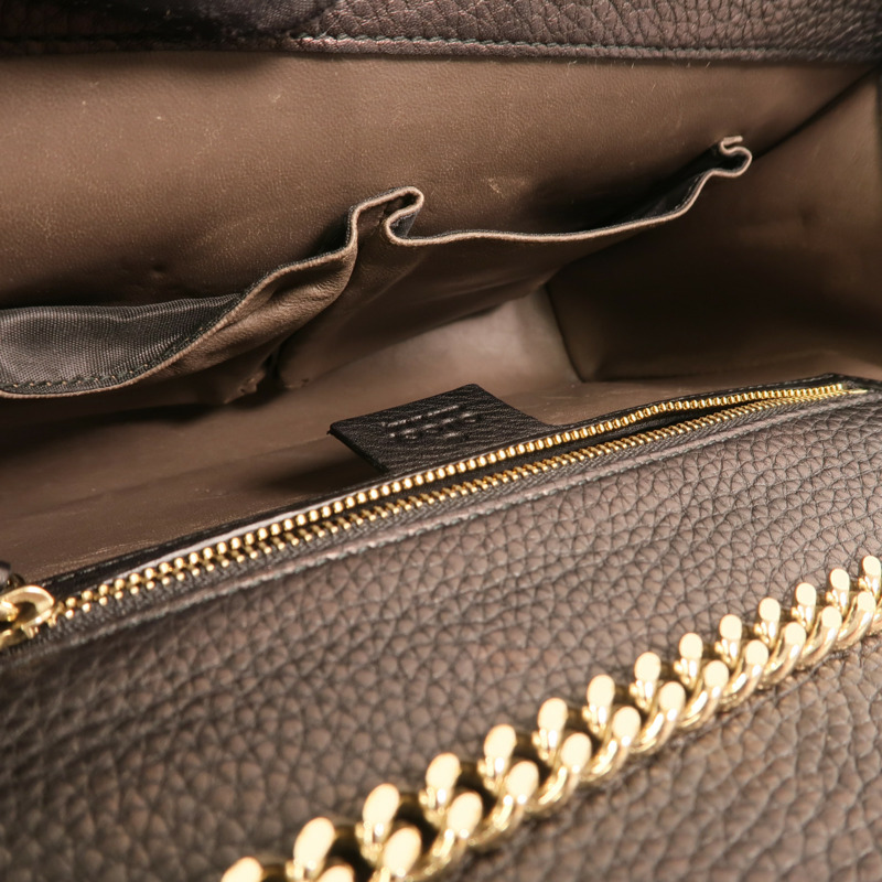 GUCCI 牛皮皮革Bamboo金扣鏈帶肩背袋-4