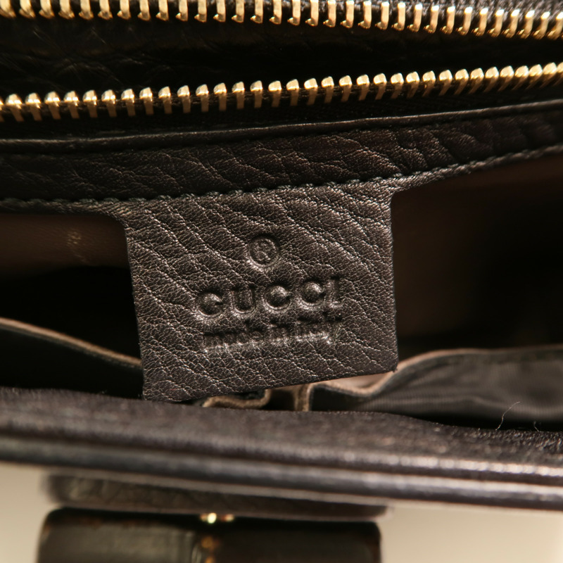 GUCCI 牛皮皮革Bamboo金扣鏈帶肩背袋-5