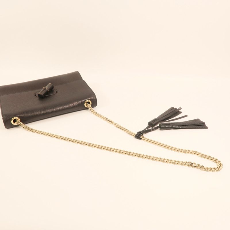 GUCCI 牛皮皮革Bamboo金扣鏈帶肩背袋-8