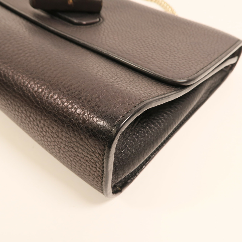 GUCCI 牛皮皮革Bamboo金扣鏈帶肩背袋-12