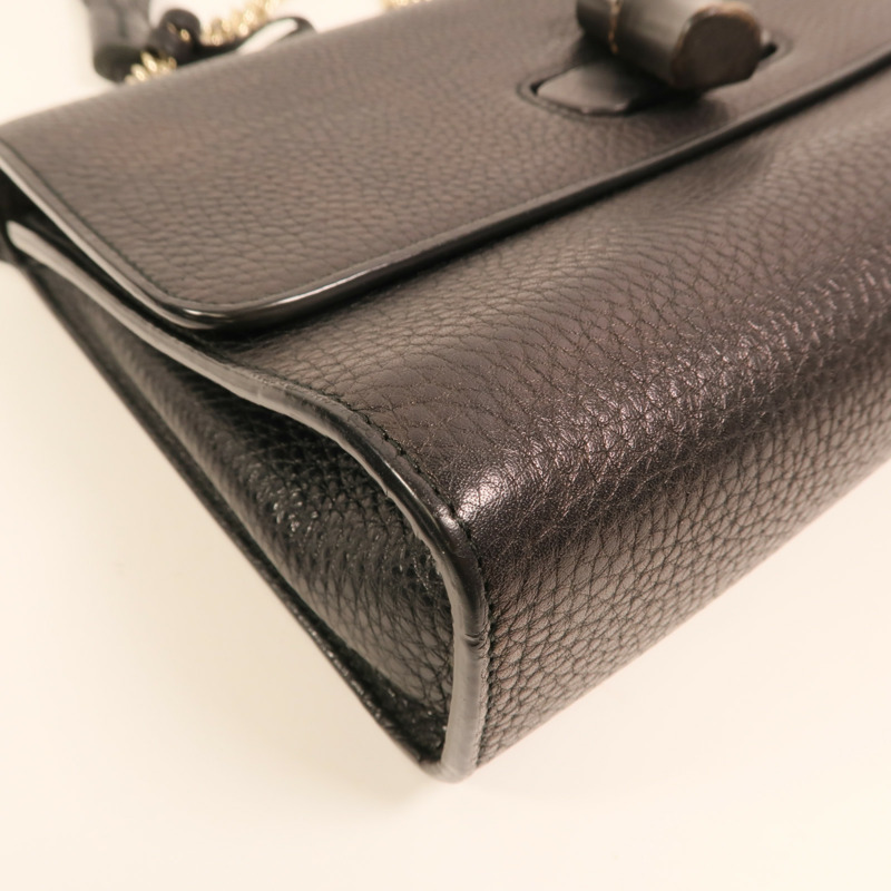 GUCCI 牛皮皮革Bamboo金扣鏈帶肩背袋-13