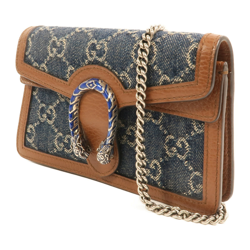 GUCCI 牛仔布Dionysus Wallet On Chain銀扣鏈帶肩背袋-2