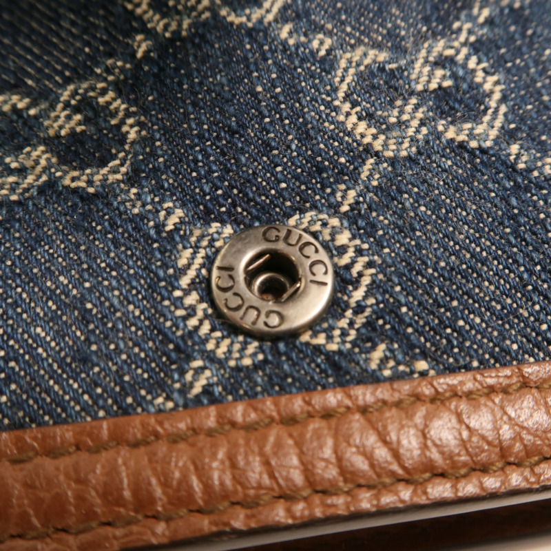 GUCCI 牛仔布Dionysus Wallet On Chain銀扣鏈帶肩背袋-7