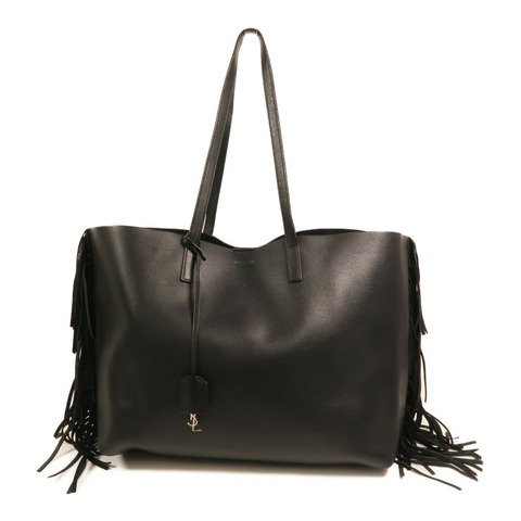 SAINT LAURENT 牛皮皮革Fringed Large Shopping Tote銀扣肩背袋