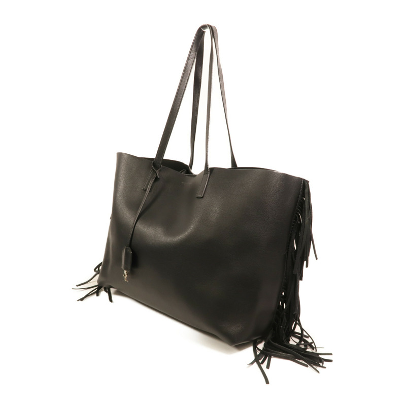 SAINT LAURENT 牛皮皮革Fringed Large Shopping Tote銀扣肩背袋-2