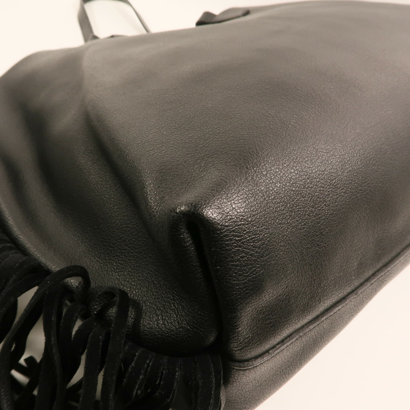SAINT LAURENT 牛皮皮革Fringed Large Shopping Tote銀扣肩背袋-15