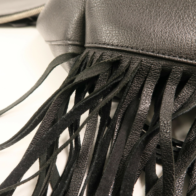 SAINT LAURENT 牛皮皮革Fringed Large Shopping Tote銀扣肩背袋-16