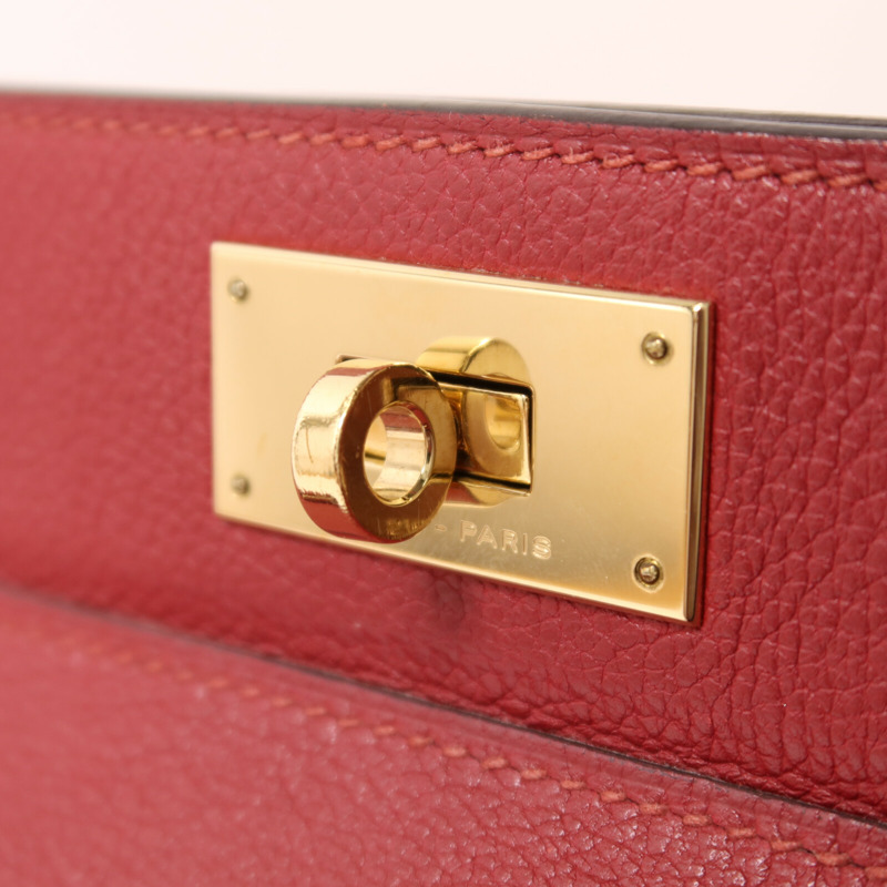 HERMES Evercolor皮革Tool Box 20金扣手挽肩背兩用袋Rouge Grenade-9