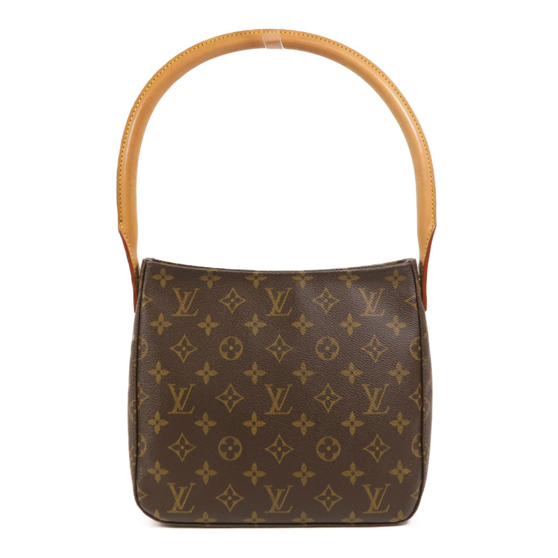 LOUIS VUITTON Monogram Looping MM金扣肩背袋棕色-0