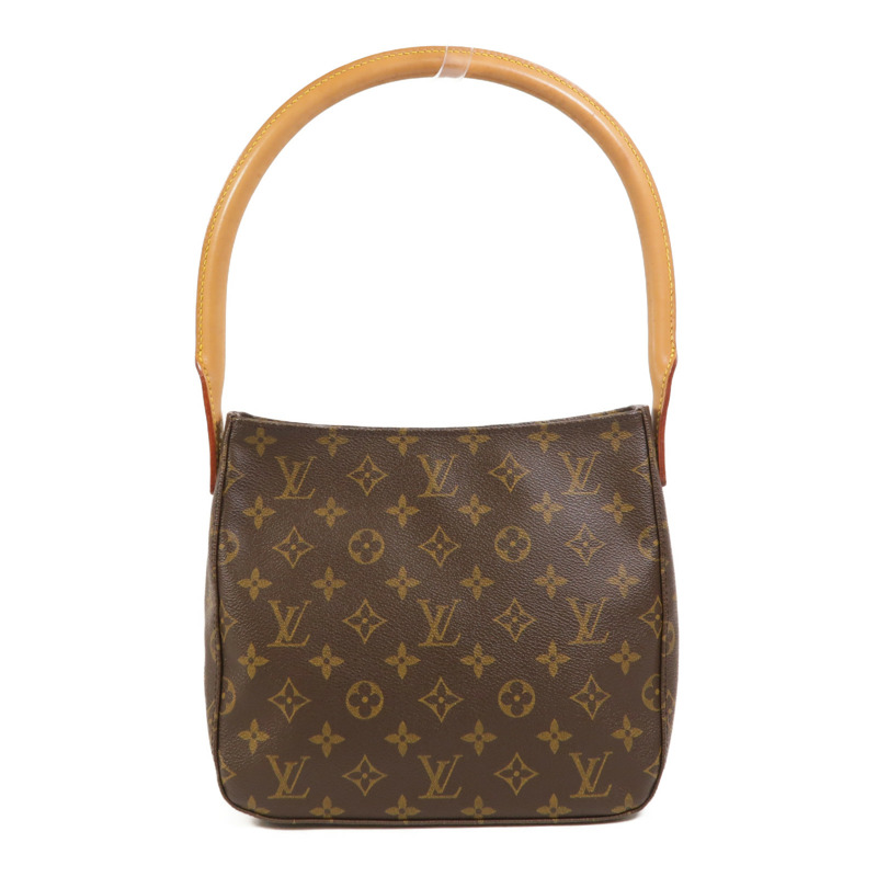 LOUIS VUITTON Monogram Looping MM金扣肩背袋棕色-1