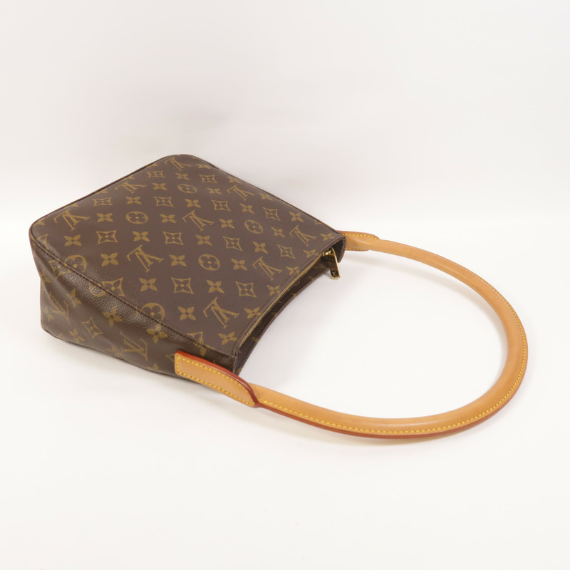 LOUIS VUITTON Monogram Looping MM金扣肩背袋棕色-8