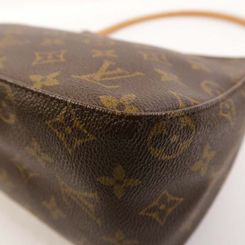 LOUIS VUITTON Monogram Looping MM金扣肩背袋棕色-11