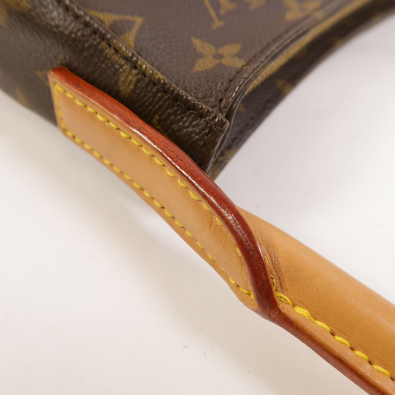 LOUIS VUITTON Monogram Looping MM金扣肩背袋棕色-14