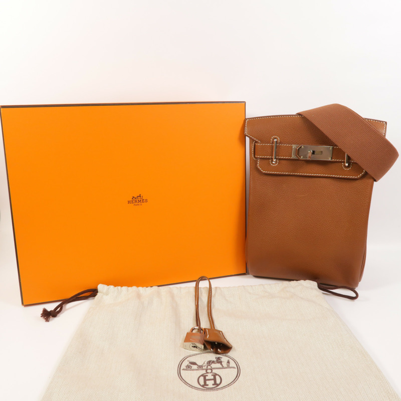 HERMES Barenia皮革Hac A Dos PM銀扣背包Fauve-8