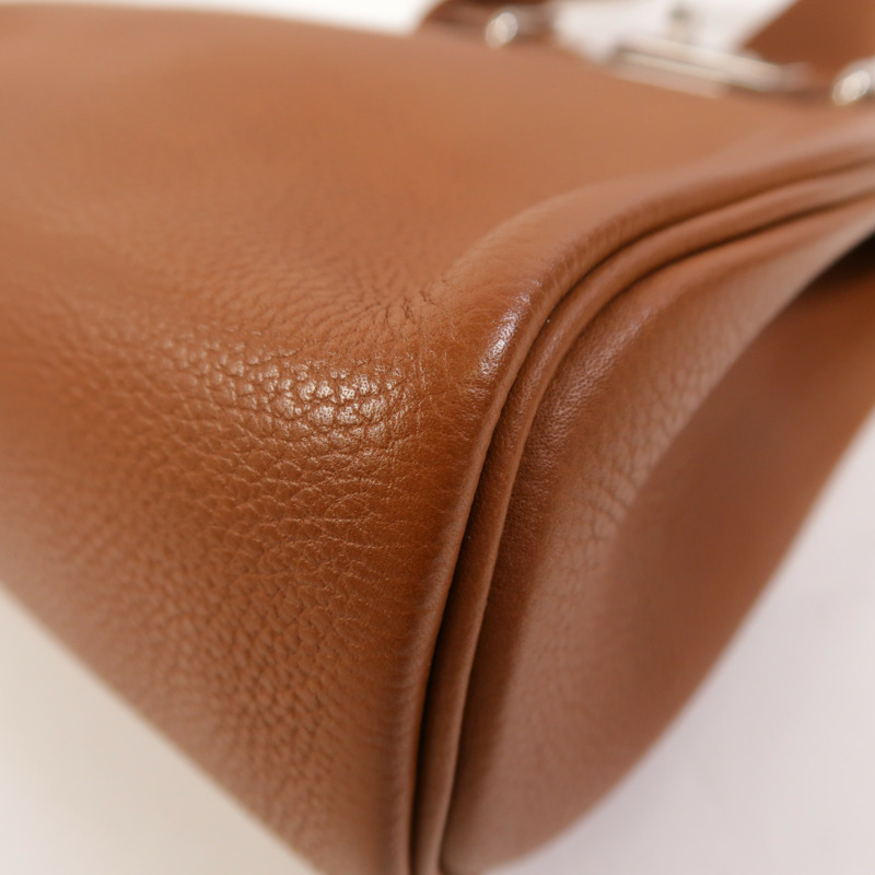 HERMES Barenia皮革Hac A Dos PM銀扣背包Fauve-9