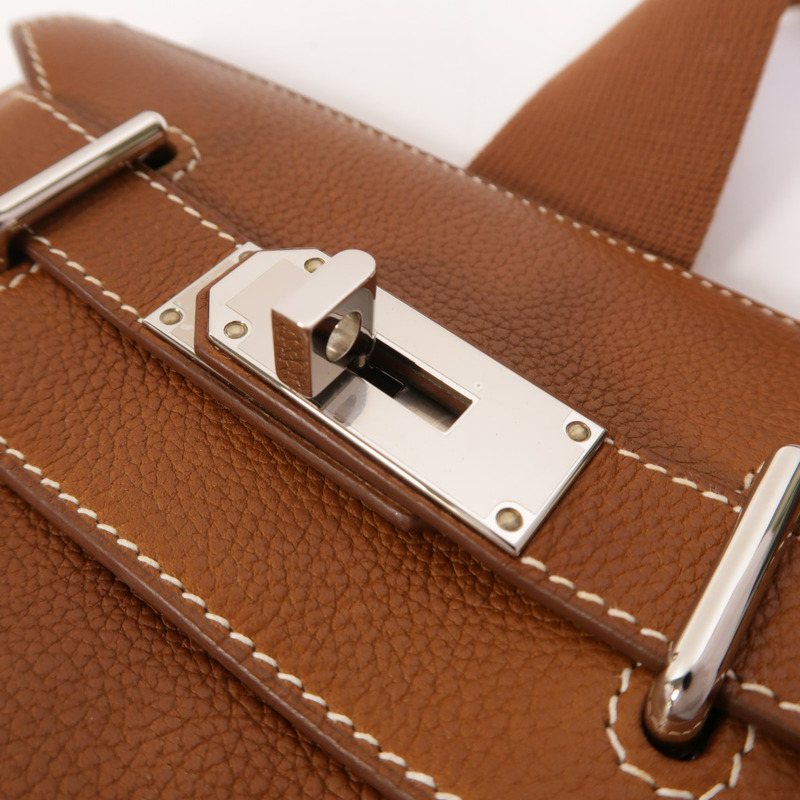 HERMES Barenia皮革Hac A Dos PM銀扣背包Fauve-14