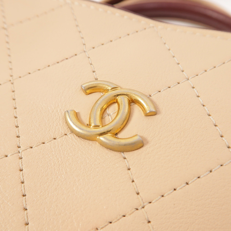 CHANEL 牛皮皮革Shopping Tote金扣手挽肩背兩用袋-10