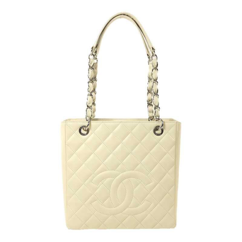 CHANEL 牛皮皮革PST Petite Shopping Tote Bag銀扣鏈帶手挽袋-0
