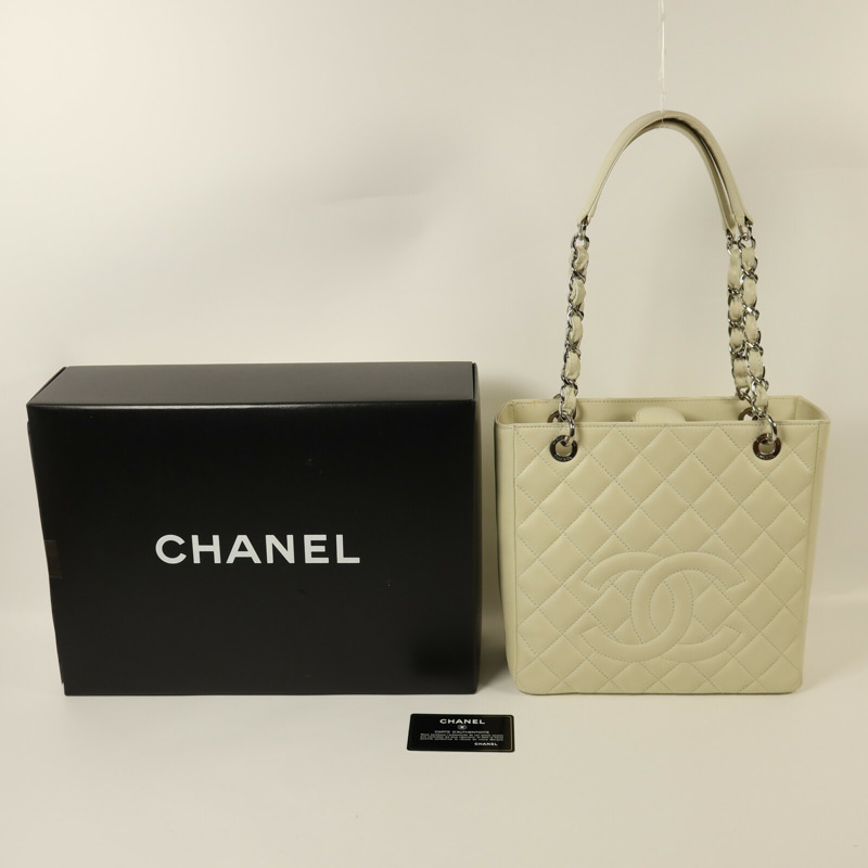 CHANEL 牛皮皮革PST Petite Shopping Tote Bag銀扣鏈帶手挽袋-9