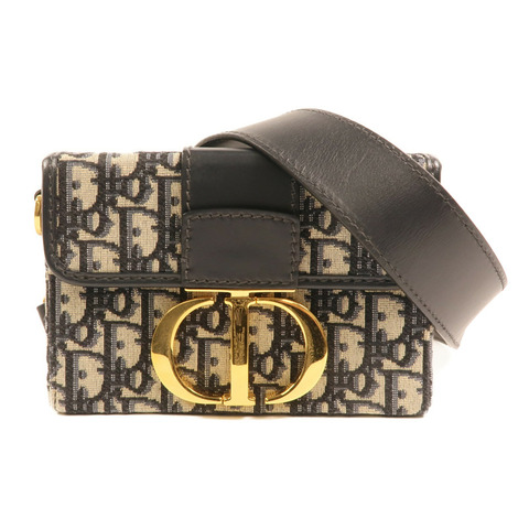 Dior 帆布/牛皮皮革Oblique Montaigne 30金扣肩背袋