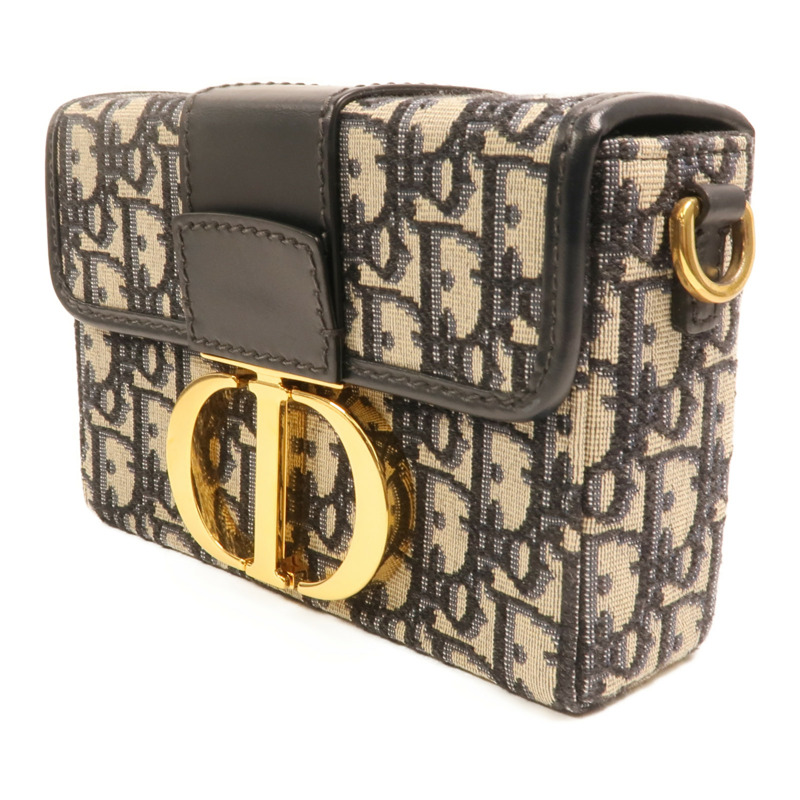 Dior 帆布/牛皮皮革Oblique Montaigne 30金扣肩背袋-2