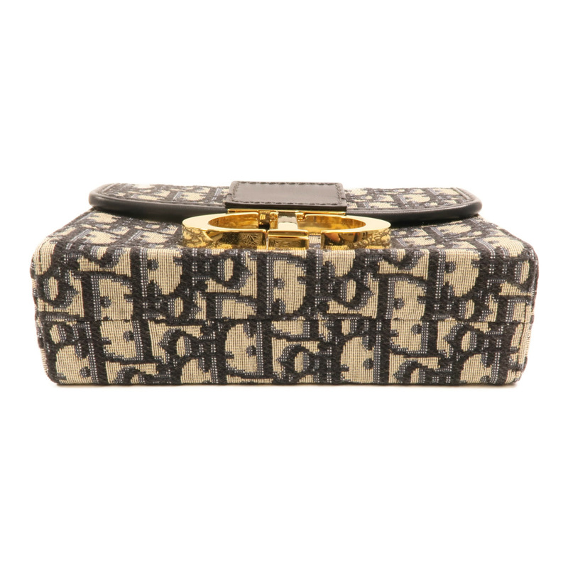 Dior 帆布/牛皮皮革Oblique Montaigne 30金扣肩背袋-3