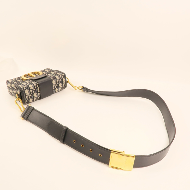 Dior 帆布/牛皮皮革Oblique Montaigne 30金扣肩背袋-7
