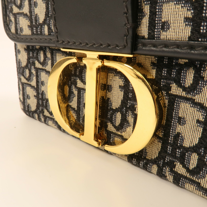 Dior 帆布/牛皮皮革Oblique Montaigne 30金扣肩背袋-8
