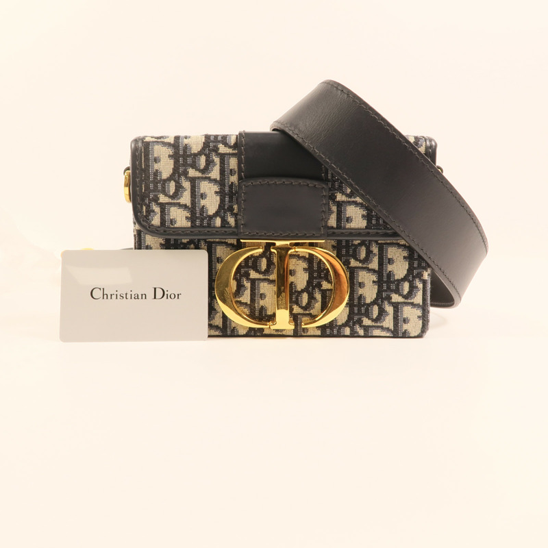 Dior 帆布/牛皮皮革Oblique Montaigne 30金扣肩背袋-11