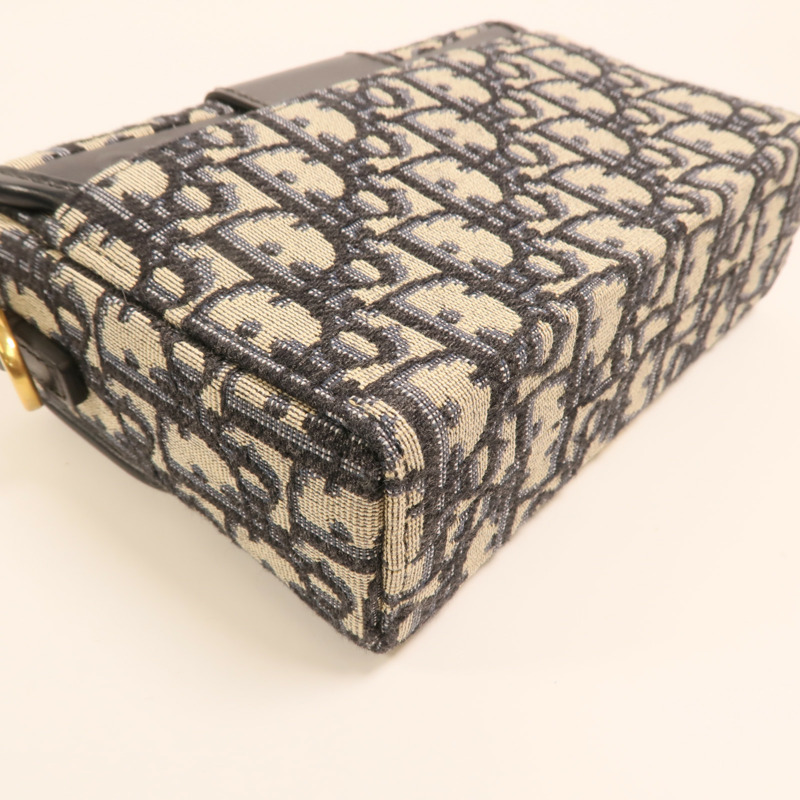 Dior 帆布/牛皮皮革Oblique Montaigne 30金扣肩背袋-15