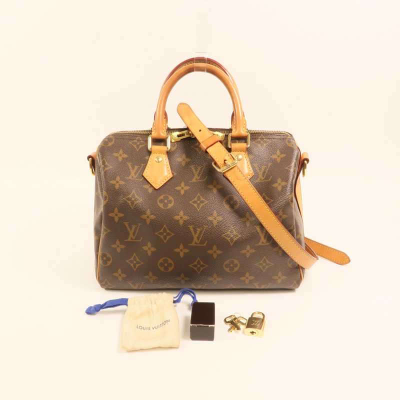 LOUIS VUITTON Monogram Speedy Bandouliere 25金扣手挽肩背兩用袋-7