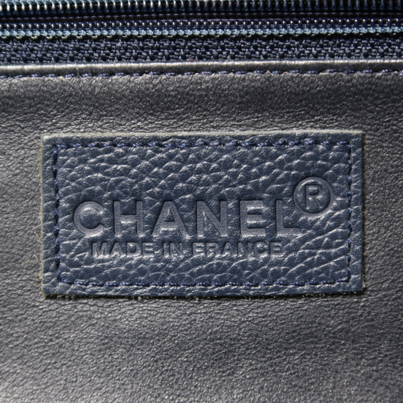 CHANEL 牛皮皮革Boston Bag銀扣手挽袋-5