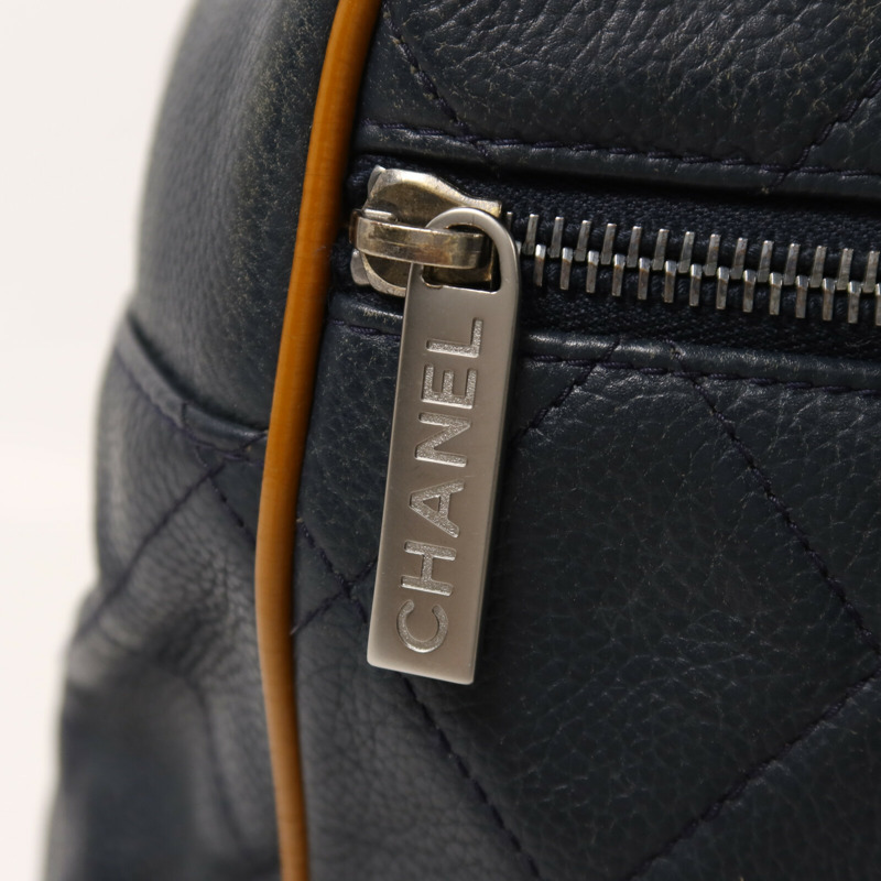 CHANEL 牛皮皮革Boston Bag銀扣手挽袋-10