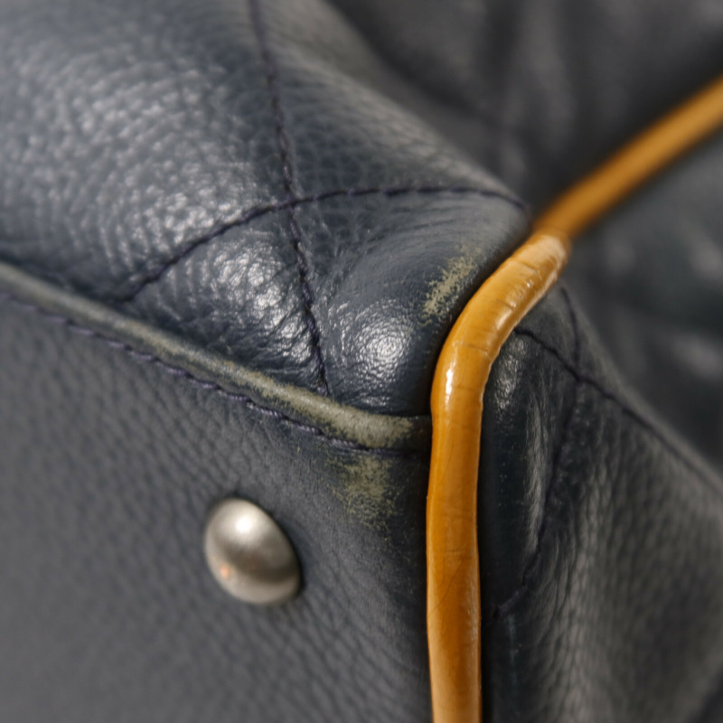 CHANEL 牛皮皮革Boston Bag銀扣手挽袋-12