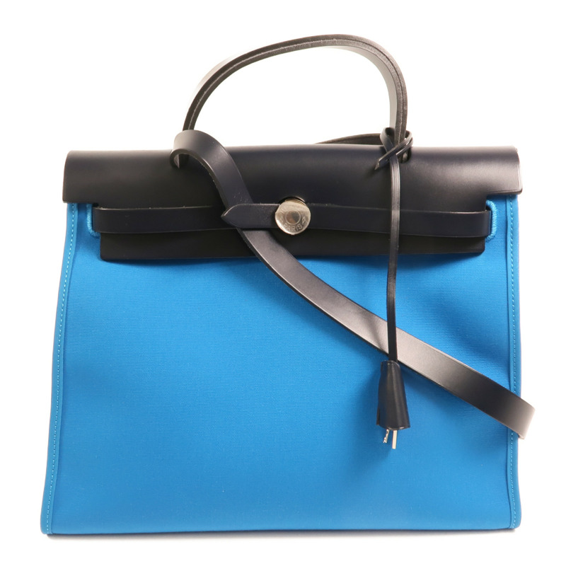 HERMES 帆布Herbag PM銀扣手挽肩背兩用袋-0
