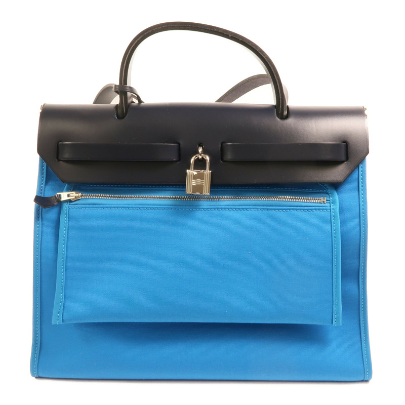 HERMES 帆布Herbag PM銀扣手挽肩背兩用袋-1