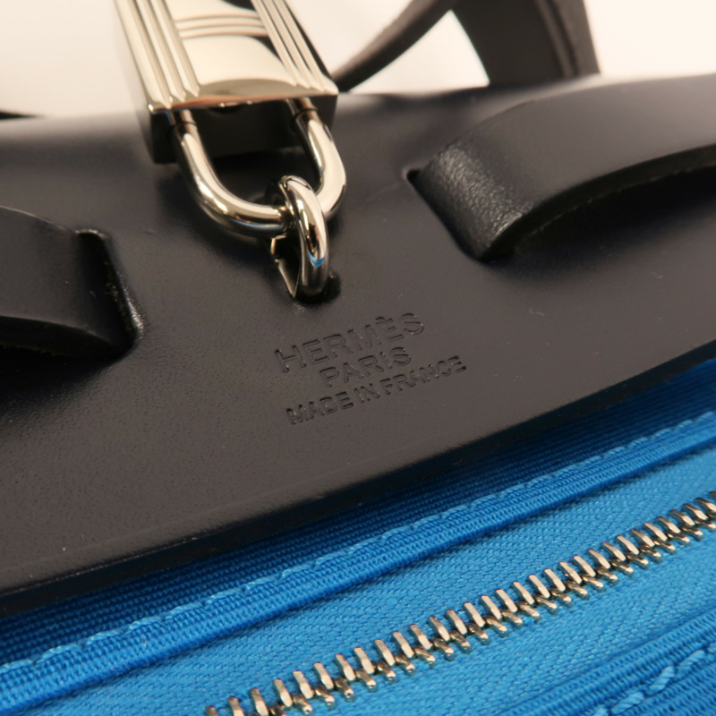 HERMES 帆布Herbag PM銀扣手挽肩背兩用袋-5