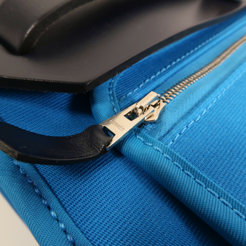 HERMES 帆布Herbag PM銀扣手挽肩背兩用袋-11