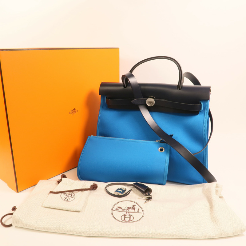 HERMES 帆布Herbag PM銀扣手挽肩背兩用袋-13