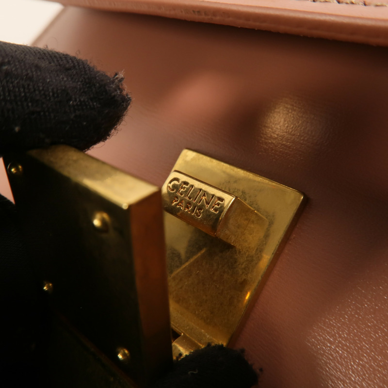 CELINE 牛皮皮革Mini Classic Box金扣肩背袋-10