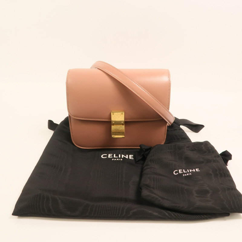 CELINE 牛皮皮革Mini Classic Box金扣肩背袋-11