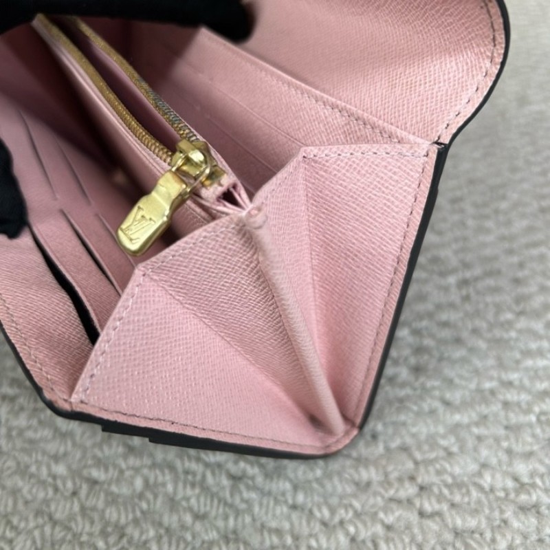 LV路易威登棋盤格長款錢包 棕色棋盤格 粉色內裡 金色五金 卡位多 容量實用 日常使用很方便-12