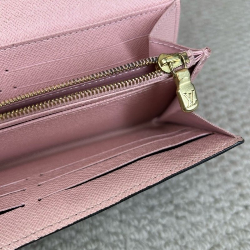 LV路易威登棋盤格長款錢包 棕色棋盤格 粉色內裡 金色五金 卡位多 容量實用 日常使用很方便-14