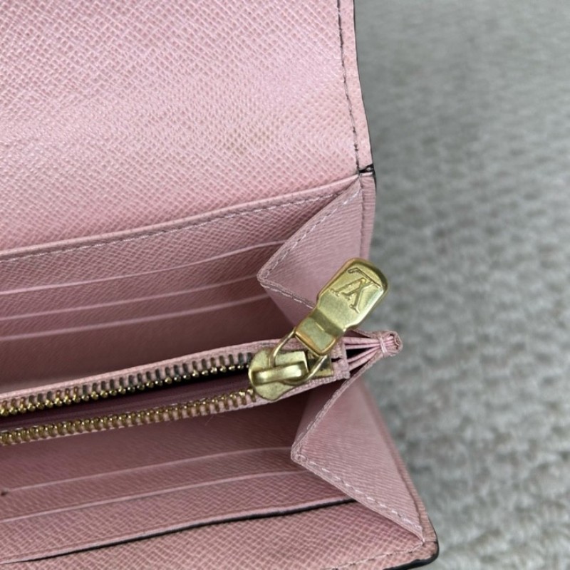 LV路易威登棋盤格長款錢包 棕色棋盤格 粉色內裡 金色五金 卡位多 容量實用 日常使用很方便-15