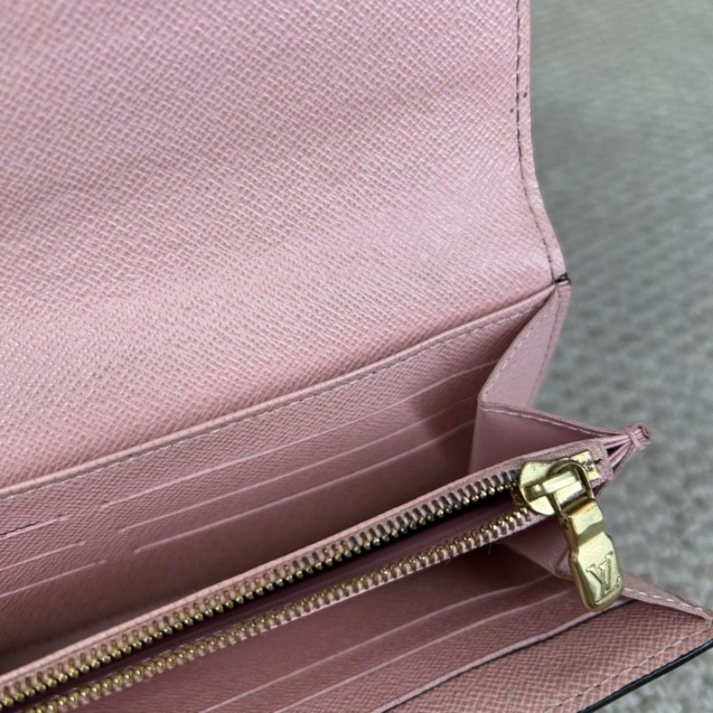 LV路易威登棋盤格長款錢包 棕色棋盤格 粉色內裡 金色五金 卡位多 容量實用 日常使用很方便-17