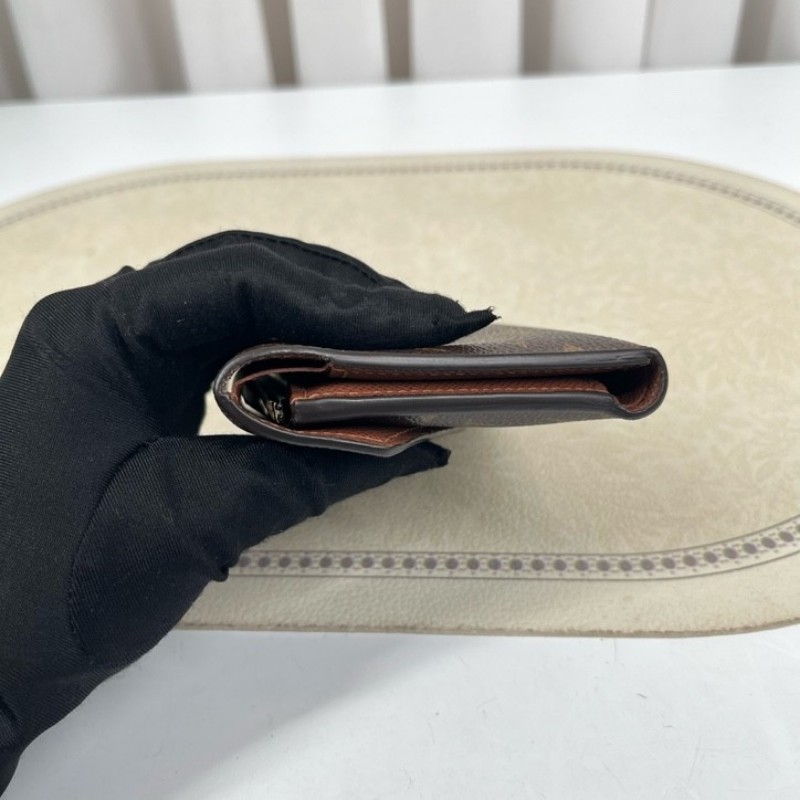 LV路易威登 老花短款三折疊豆豆錢包 經典老花配棕色內裡 內裡有隔層 可放現金-8