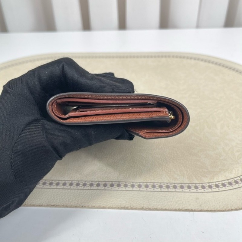 LV路易威登 老花短款三折疊豆豆錢包 經典老花配棕色內裡 內裡有隔層 可放現金-9